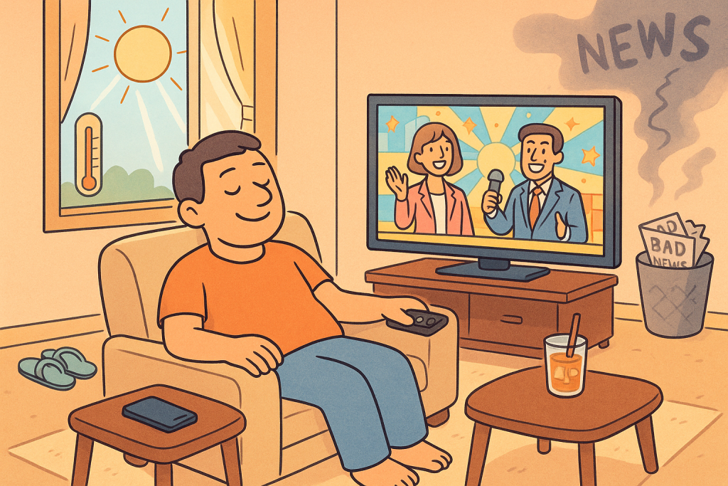 Während draußen Bomben fallen, zeigt das öffentlich-rechtliche Fernsehen rhythmische Sportgymnastik von 1997 – und das ist vielleicht genau richtig so. Denn wer braucht schon aktuelle Nachrichten, wenn man stattdessen Dr. Stefan Frank und das Traumschiff haben kann? Eine Liebeserklärung an die heilsame Ignoranz des Mainstream-Fernsehens.