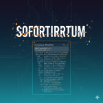 Abstrakte digitale Illustration mit dem großen Schriftzug „SOFORTIRRTUM“ auf dunklem, technikartigen Hintergrund aus Leiterbahnen; darunter ein schwebendes Fenster mit kryptischem Code und dem Hinweis „Die Lösung ist offensichtlich: Berechnung ergibt 2 + 2 =“, das einen logischen Kurzschluss und Fehlinterpretation symbolisiert.