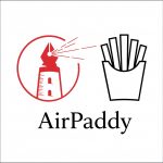 AirPaddy Logo mit Leuchtturm-Symbol und Pommes-Frites-Icon, Markenzeichen für Airfryer-Beratung und Kochberatung