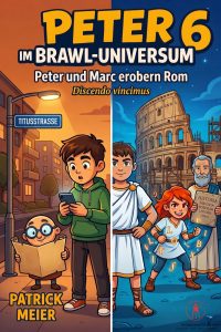 Peter 6 im Brawl-Universum: Peter und Marc erobern Rom – Discendo vincimus. Buchcover mit Kindern in Berlin und antiker rö…